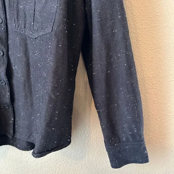 Cloth & Stone Cotton Rayon Blend Black Long Sleeve Roll Tab Shirt Size Medium - Picture 4 of 9